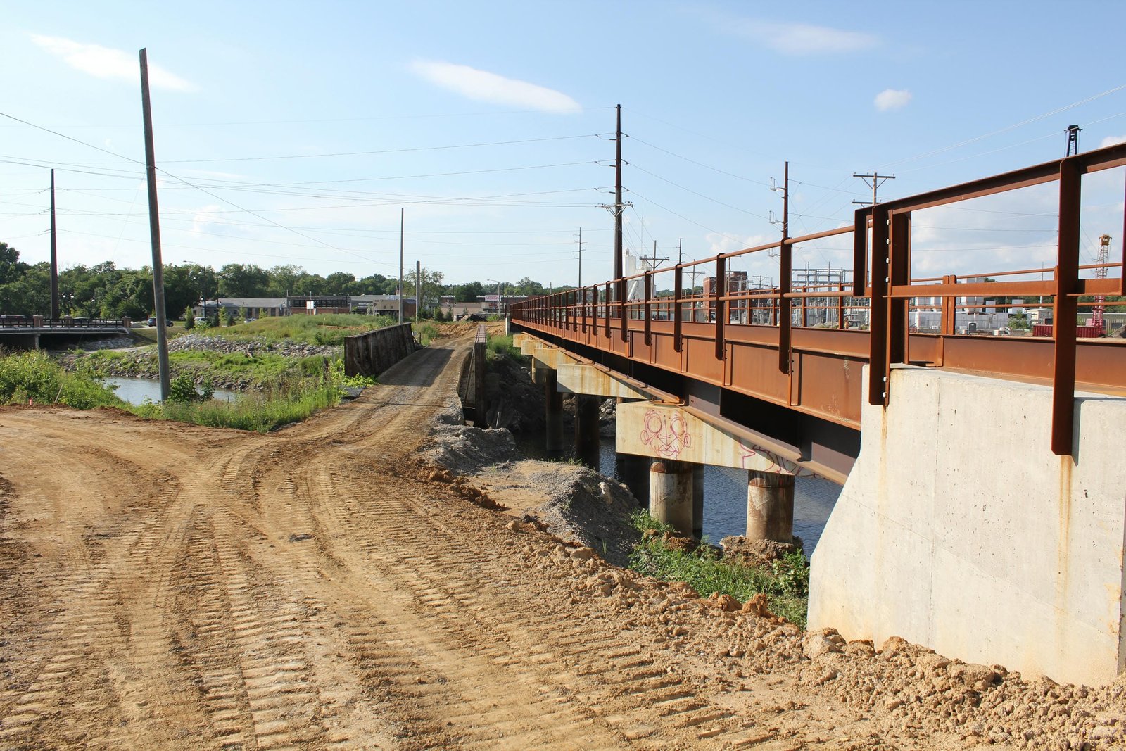 Looking north, new (present) bridge to right